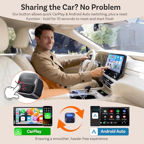 Image of Ottocast Mini Core 2026 Wireless CarPlay & Android Auto Adapter, WiFi 6 & Bluetooth 5.4 Ultra-Fast Connection, One-Touch Device Switching, Plug & Play, Auto Connect for iPhone & Android