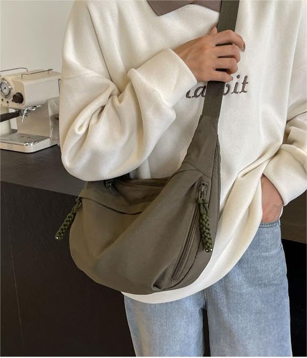 Image of Nylon Crescent Crossbody Bag for Women Shoulder Tote Handbag Casual Sling Bag Dumpling Purse Bag for Outdoor Travel