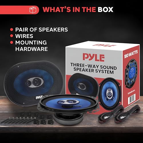 Image of Pyle 6 inch x 9 inch Car Sound Speaker (Pair) - Upgraded Blue Poly Injection Cone 4-Way 400 Watts w / Non-fatiguing Butyl Rubber Surround 50-20Khz Frequency Response 4 Ohm & 1.25 inch ASV Voice Coil PL6984BL Blue