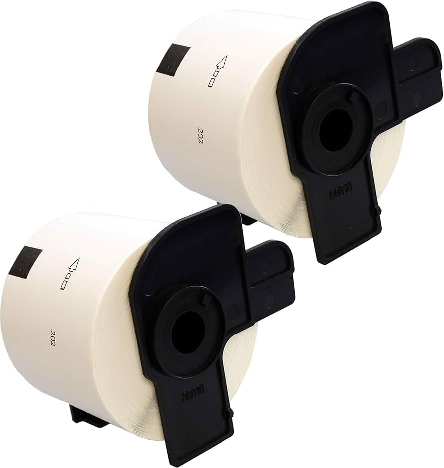 2 Rolls DK-11202 Pre-Cut Paper Label Sticker 62mm(W) x 30.48m(L), for Brother QL Label Printer QL-500 550 570 650TD 700 710W 720NW 800 810W 820NWB 1050 1060N 1100 1110NWB, Black On White