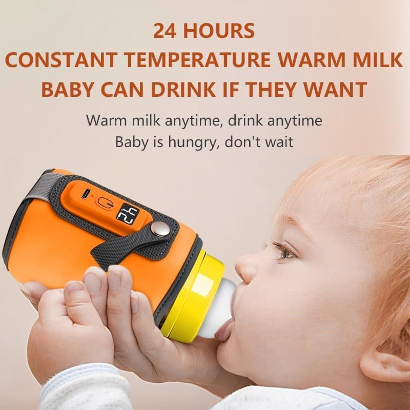 Image of StarAndDaisy Bottle Warmer for Babiesl, Water Warmer with Adjustable Temperature Control Portable & USB, Constant Temperature Control Technology, Baby Feeding Bottle Warmer -Orange
