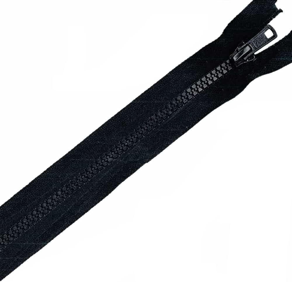 Plush Addict Heavy Duty Chunky Plastic Open-Ended Zip Fasteners for Sewing, Crafts, Clothing and Accessories - Black - 28" (71cm)