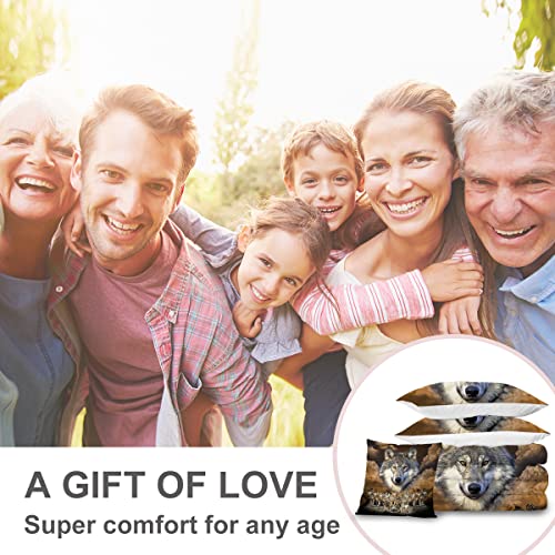 Sleepwish Gold Wolf Comforter Indian Wolf Queen Size Bed Set 3D Wolves Quilt Set 4 Piece Native American Wolf Bedding Sets With Comforter, Pillow Shams, Cushion Cover (Queen) #TOP5