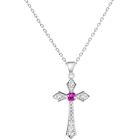 Sterling Silver Plated Inspirational Cross Necklace for Women | Elegant Cubic Zirco...