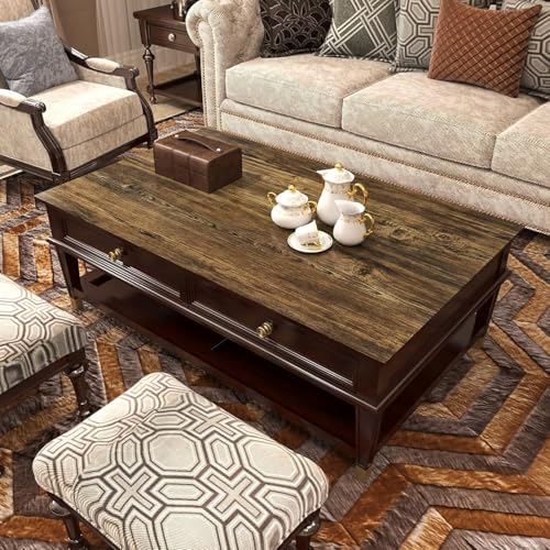 Image of WALLMATE Brown Wood Grain Contact Paper Waterproof Wallpaper Furniture Sticker for Kitchen Cabinet Table Door Floor Self-Adhesive Vinyl Wall Covering (12x150 Inch, Gold Brown)