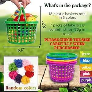 18PCS Easter Baskets Small for Kids Bulk with Handles Plus 70g Easter Grass Stuffers Fillers Egg Hunt Game Gifts Party Favors 6.5" x 6.7" 18PCS Easter Baskets Small for Kids Bulk with Handles Plus 70g Easter Grass Stuffers Fillers Egg Hunt Game Gifts Party Favors 65 x 67