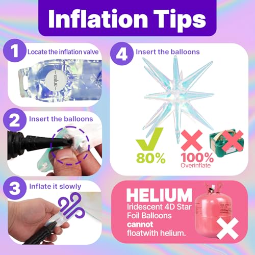 Image of PartyWoo Iridescent Star Spike Balloons 6pcs Explosion Foil Mylar Balloons