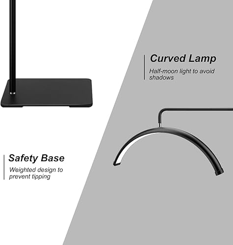 Miniatura 4 de Luz de media luna, lámpara de pie LED de 22 pulgadas para extensiones de pestañas y pestañas, tatuajes, esteticistas, oficina, sala de estar,