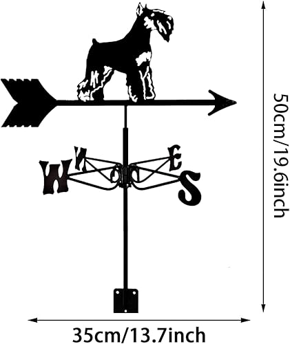 Miniatura 7 de Veleta decorativa de viento Schnauzer adorno para cachorros indicador de dirección del viento con revestimiento antioxidante herramienta de medición