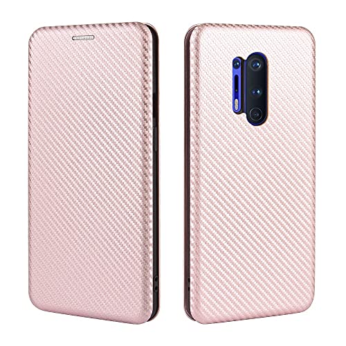 Étui de luxe OnePlus 8 Pro finition carbone et clapet antichoc rose gold