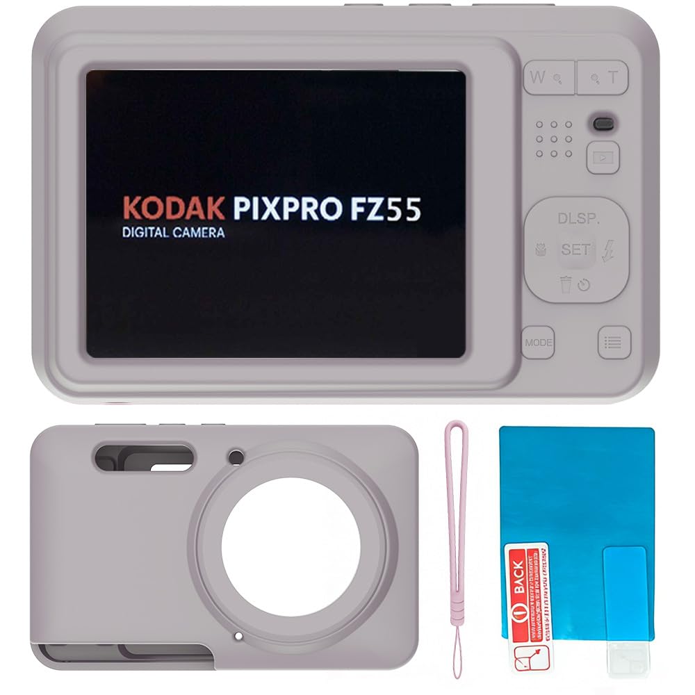 Silicone Case for Kodak PIXPRO FZ55 Digital Camera with Screen Protector and Lanyard for Kodak PIXPRO FZ55 Accessories- (Rose Grey)