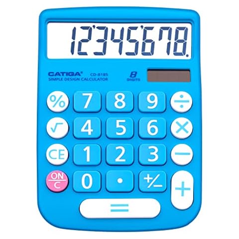 CATIGA Desktop Calculator 8 Digit with Solar Power and LCD Display, Big Buttons, for Home, Office, School, Class and Business, 4 Function Small Basic Calculators for Desk, CD-8185 Cover