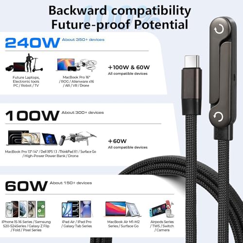 Cable de carga invisible tipo C 240W con soporte plegable para móvil 6