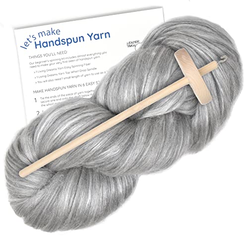 Image of Learn to Spin - Beginner's Spinning Kit with Drop Spindle and Merino /Silk Blend Pencil Roving. Choose Your Color and Make Yarn! Color: Papyrus