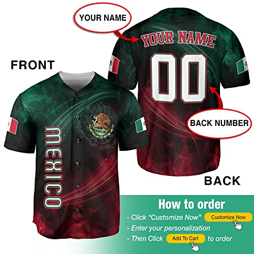 Camiseta personalizada de béisbol Mexico para hombres miniatura 3