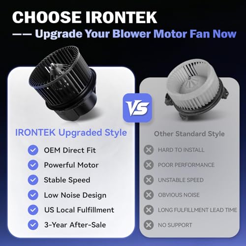 Image of IRONTEK Blower Motor Fan 700272 Compatible for Ford 2013-2018 C-Max / 2013-2019 Escape / 2012-2018 Focus / 2014-2022 Transit Connect 2311825 PM9386 GV6Z19805AA H1FZ19805A
