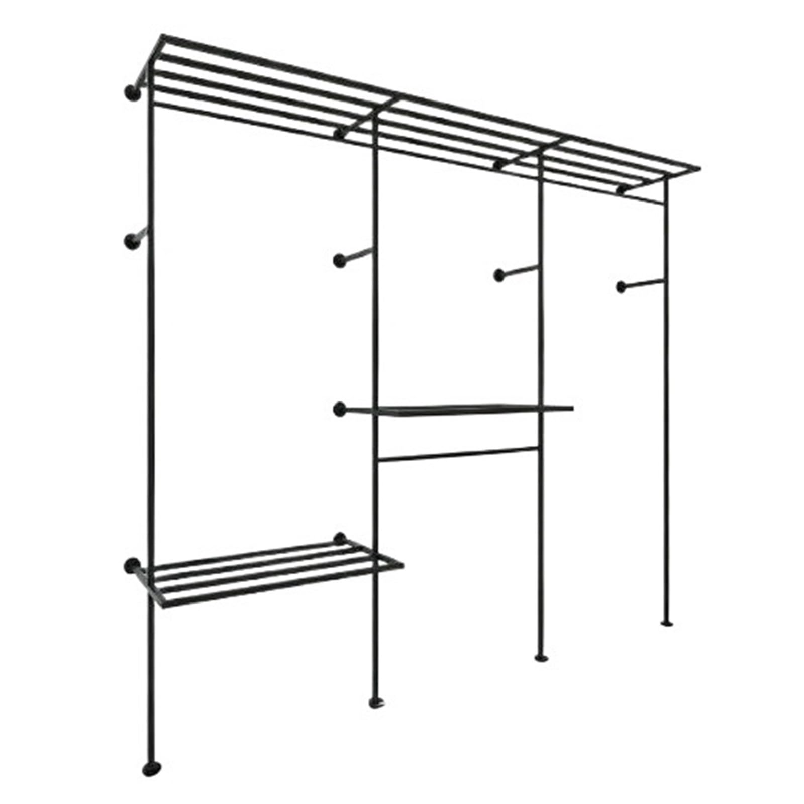 CFY652 Clothing Store Double-Layer Wall Display Hanging Rack for Clothing Stores Home Use Clothes Hangers(Small)
