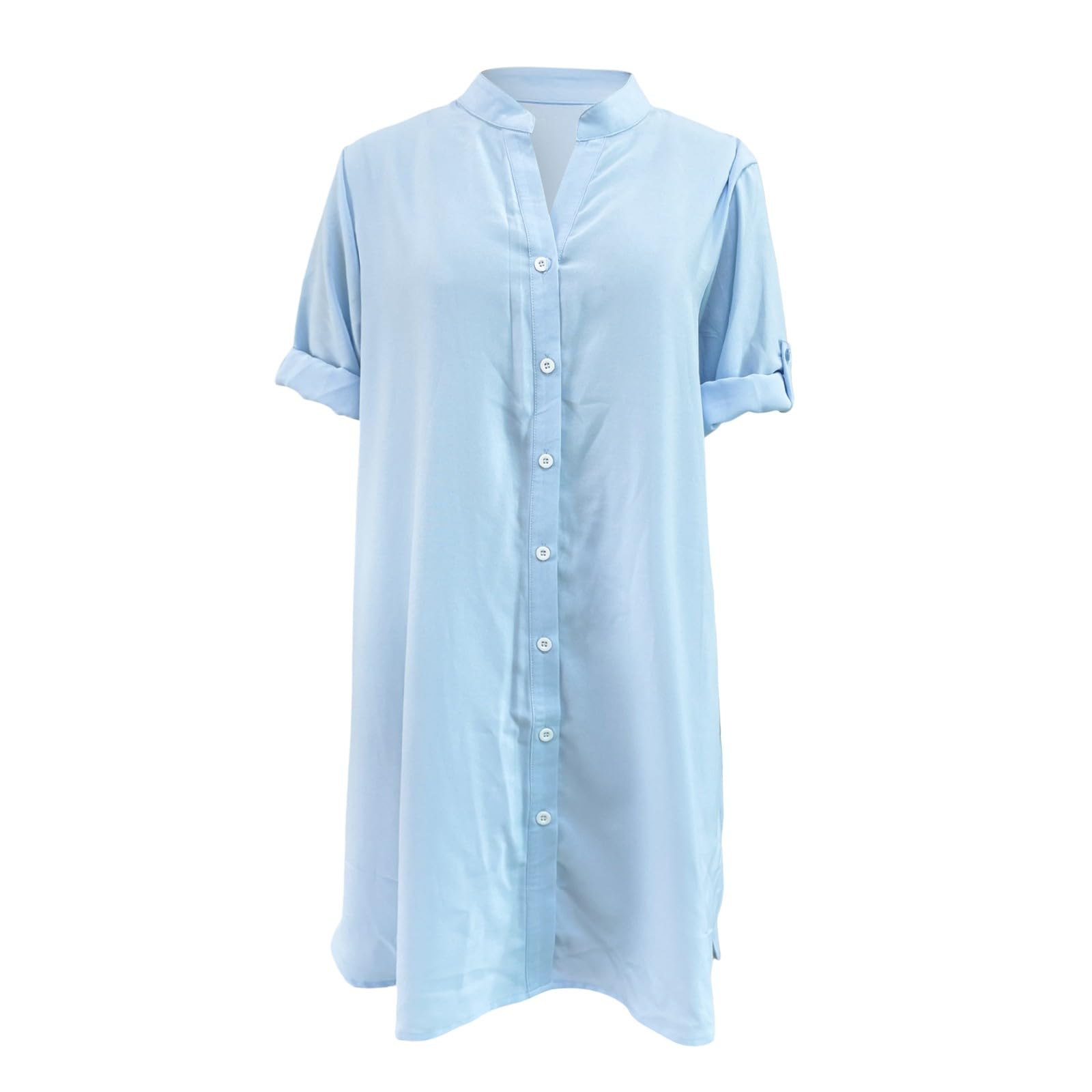 2026 Chemise Ample Femme Manches mi-Longues Boutons Unie Printemps été élégante décontractée légère Confortable intemporelle