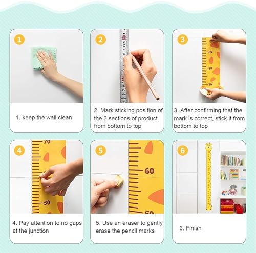 Regla de medición de etiqueta de pared para dormitorio infantil de niños 7