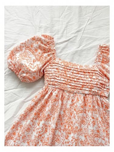 Image of Floerns Women's Floral Dress Puff Sleeve Dress Square Neck Summer Vacation Picnic Mini Dresses
