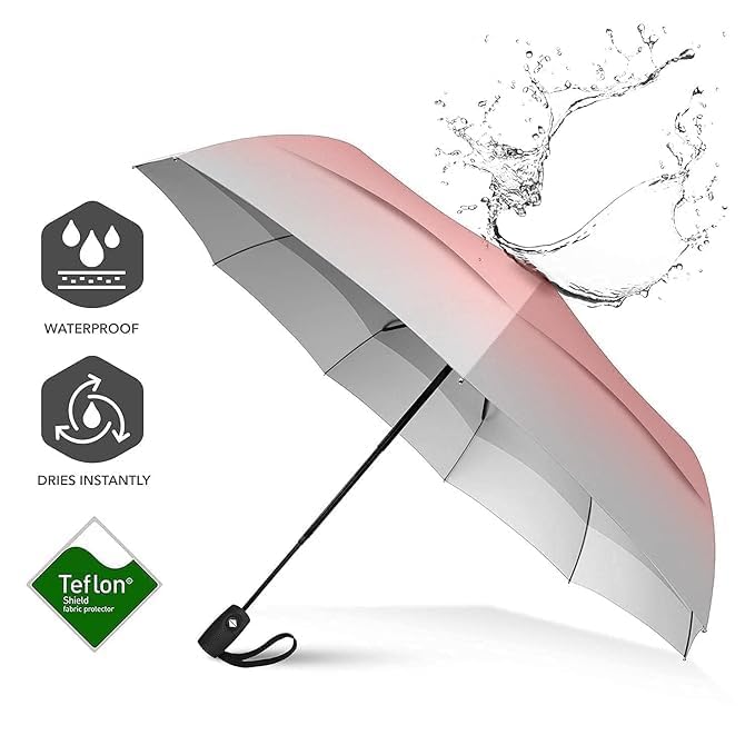 Image of Travel Umbrella for women ^ 3 fold Automatic Open Travel Umbrella, UV Coated Umbrella,Auto Open and Close Small Folding Umbrella,Windproof Umberalla Large for Man,Women