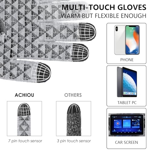 Image of Achiou Winter Gloves, Glove for Men Women, Upgraded Touch Screen Texting Warm Running with Thermal Soft Knit Lining