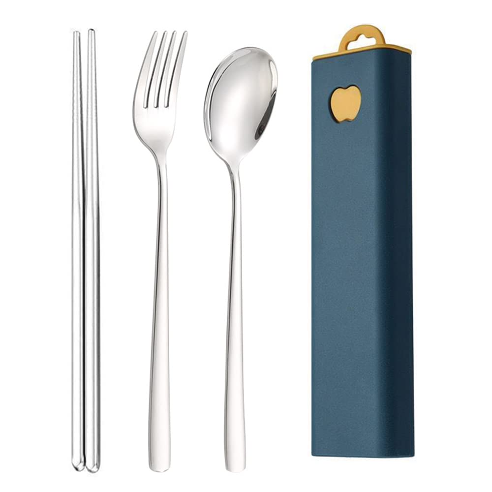 3 Pcs Cutlery Set Stainless Steel Flatware Set Reusable Utensils with Portable Travel Case for Storage for Home Events Easy to Carry