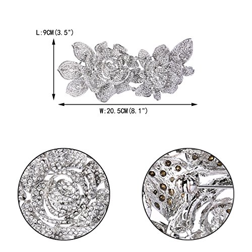 Image of EVER FAITH Women's Austrian Crystal Romantic Bridal 2 Rose Flower Brooch for Wife, Lover,Sister