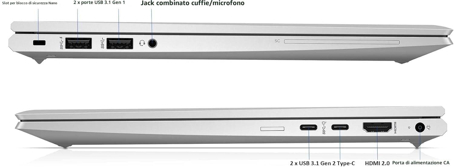 HP EliteBook 845 G7 Laptop Business, notebook FHD da 14 pollici, AMD Ryzen 5 Pro 4650U, 16 GB RAM, SSD da 512 GB, CAM, Tastiera QWERTY, Windows 11 Pro (ricondizionato)