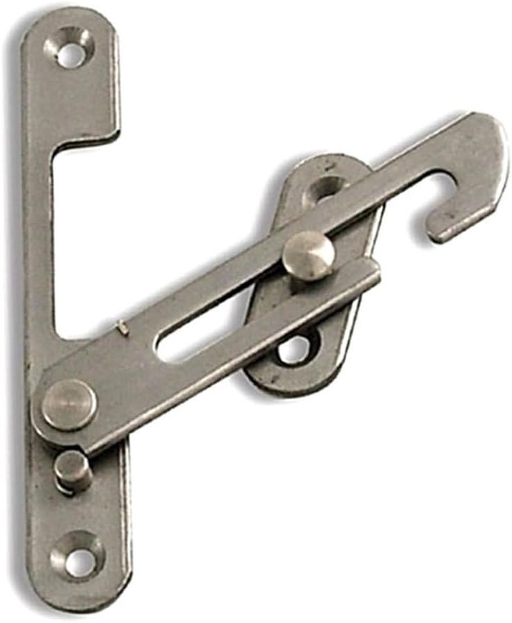 HomeSecure HS4318 UPVC Window Restrictor Hook with Child Lock Restrictor Safety Catch - Silver