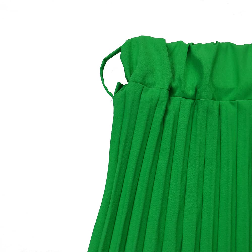 Jupe longue plissée avec ceinture pour femme, style décontracté, taille élastique