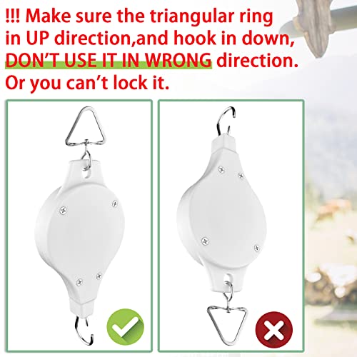 Megxit 2 Pack Plant Pulley Retractable Pulley Plant Hanger,Adjustable Plant Pulley Hanger,Adjustable Hanging Flower Basket Hook Hanger For Garden Hanging Basket Pots And Bird Feeder - White #TOP1