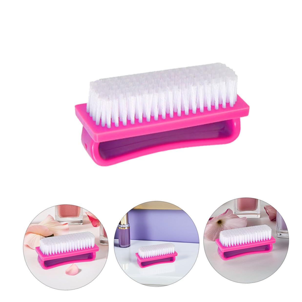 Unomor 4Pcs Fingernail Scrubber Brush Small Lightweight Nail Cleaning Tools with Fine Bristles PP Material for Hands Nails Feet Multipurpose Portable Random Color