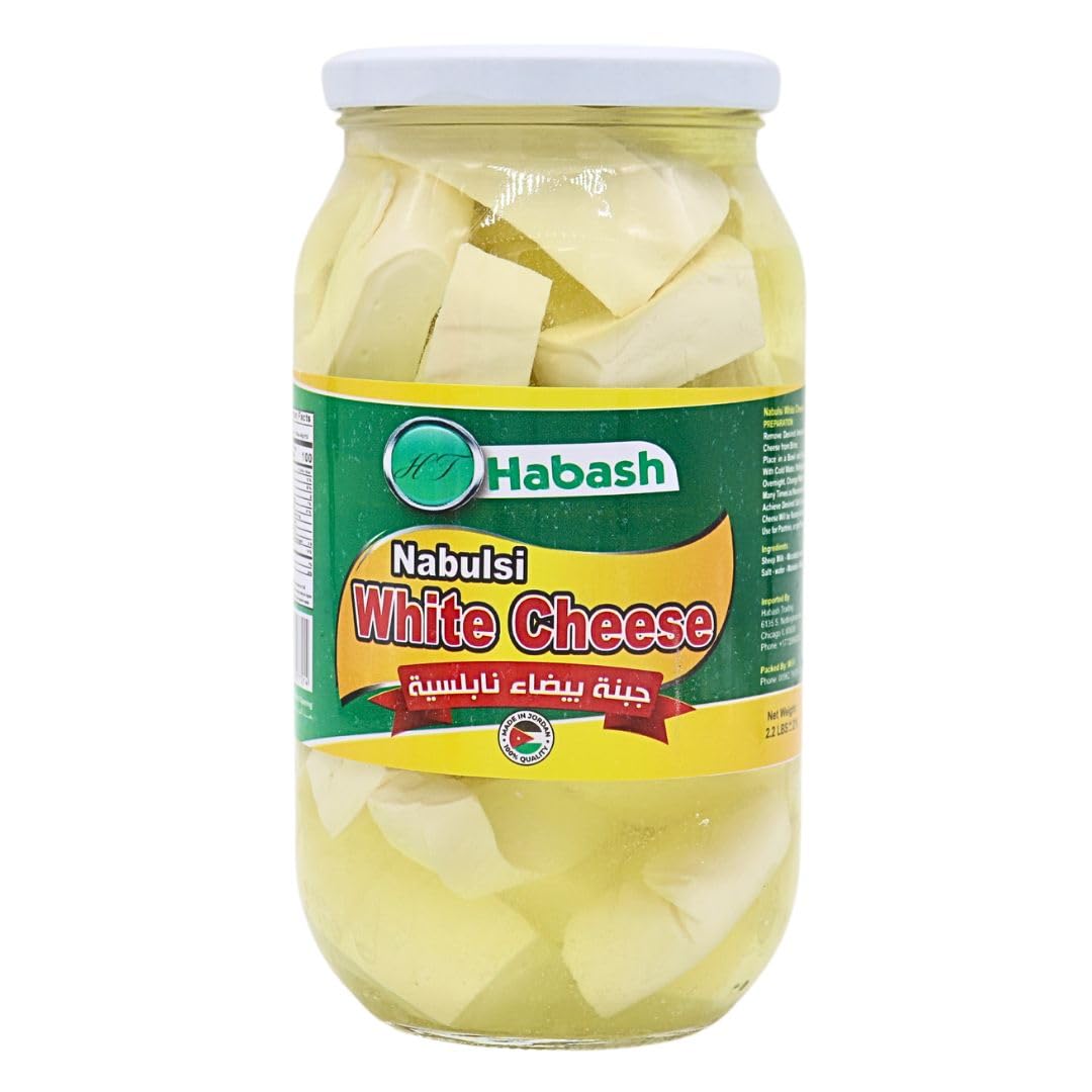Habash Nabulsi Cheese, 2.2 lbs, 1 Kg Cheese Cuts - Middle Eastern Dairy, Authentic and Delicious