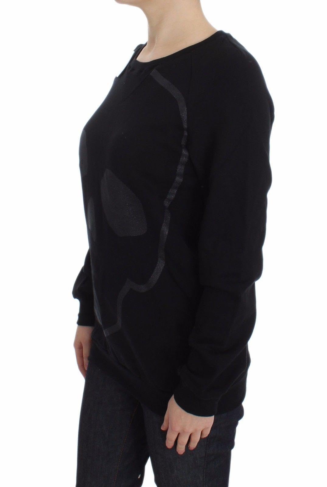 Exte - BEST SELLERS - Black Cotton Motive Print Crewneck Pullover Sweater - IT40|S