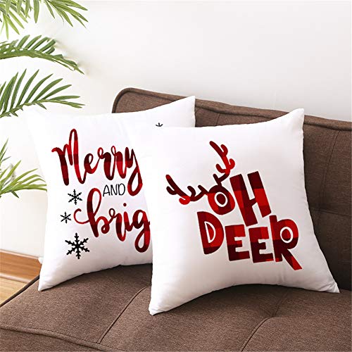 HEELPPO Pillowcase KissenhüLlen Dekokissen Mit FüLlung Set Cartoon Bedruckter Weihnachtskissenbezug WeißEr Dekorativer Kissenbezug Home Sofa Kissenbezug Santa Muster 12,45x45 – Bild 7