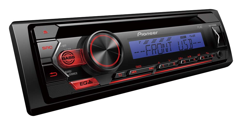 Pioneer Deh-S120Ubb, Autoradio 1DIN RDS con Illuminazione dei Pulsanti Rossi, Display Blu, Supporto Android, Equalizzatore a 5 Bande, CD, MP3, USB, Ingresso AUX, App Arc