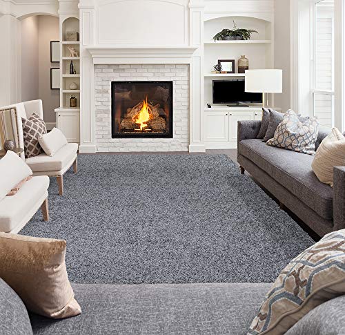 Indoor Solid Design Jute Back 5x7 Soft Shag Area Rug for Bedroom,...
