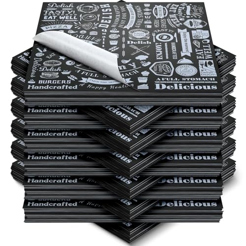 Outus 1000 Pcs 12 x 12 Inch Deli Wax Paper Sheets, Black