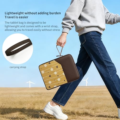 Image of MOCA Universal 7-8 Inch Tablet Sleeve Case, Polyester Protective Cover with Zipper and Wrist Strap, Compatible with Kindle, iPad mini, Samsung, Lenovo Tablets (Daisy Vine, 7-8 inch)