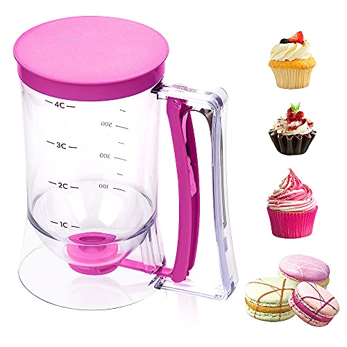 GerTong Pancake Batter Dispenser 900ml Cupcake Batter Dispenser Kitchen Funnel Baking Tool for Cakes, Waffles, Muffin, Mix Crepes, Cake, and Any Baked Goods
