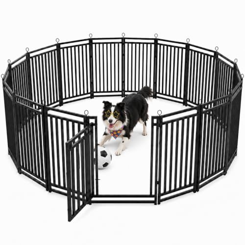 Image of Thickened Outdoor Dog Fence, 47 inch H, 16 Panels for Yard & Camping | Easy Setup, Flexible Layouts, Thickened Panels, Heavy-Duty, for Medium & Large Dogs and Farm Use, Patented