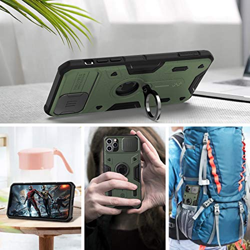 Image of Nillkin Case for Apple iPhone 11 Pro Max (6.5 inch Inch) CamShield Armor Military Grade Camera Close & Open Double Layered Protection TPU + PC Finish with Kickstand Dark Green