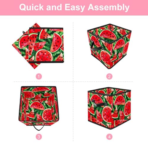 Cube de rangement pliable avec poignées bac en tissu rouge pour dressing