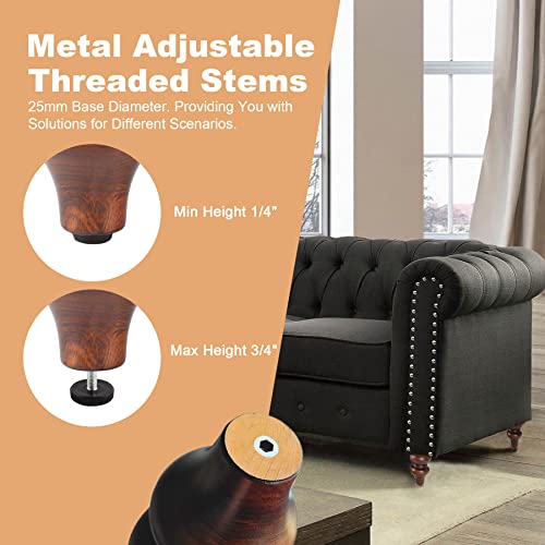 Wood Furniture Legs 6 Inch - Sofa Legs Set Of 4 Replacement Couch Legs - Round Furniture Feet Replacement For Legs For Furniture - Sofa Legs, Chair, Dresser, Ottoman, Coffee Table, Cabinet, Etc. Brown #TOP3