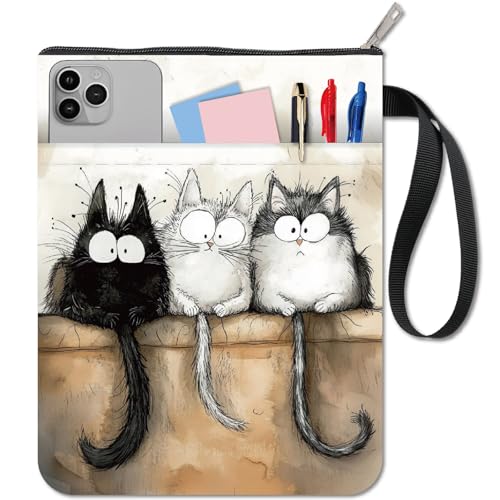 craspire Buchumschlag Mit Katzenmotiv Tier Buchhülle Stoff Waschbar Wasserdicht Mit Haustieren Bedruckt Schutztasche Für Notizbuch Und Taschenbuch Mit Reißverschluss Und Zusätzlicher Hüllentasche
