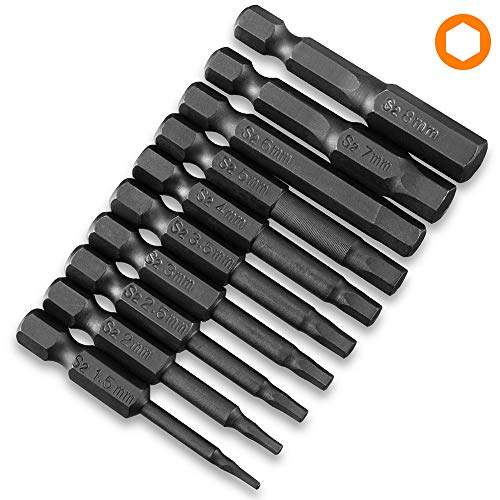 10PCS Hex Head Allen Wrench Drill Bit Set, VAKOGAL S2 Steel Hex Head