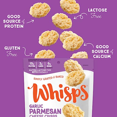 Whisps Cheese Crisps Garlic Herb | Healthy Snacks | Keto Snack, Gluten Free, High Protein, Low Carb (2.12 Oz, 3 Packs) #TOP4