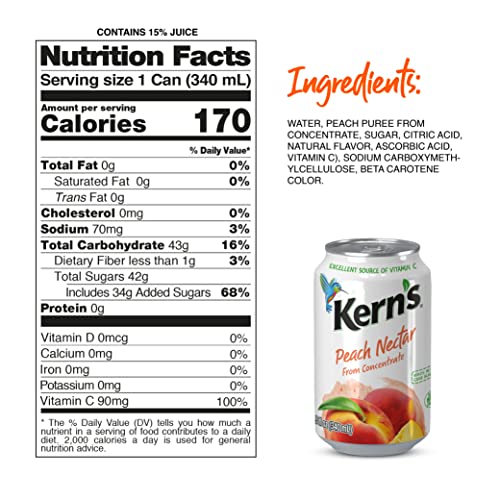 Kern's Peach Nectar 11.3 oz (24-Pack)