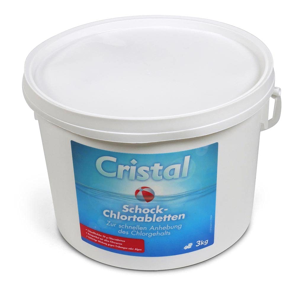 Cristal Schockchlortabletten 3 kg - 20 g Chlortabletten zur Pool Stoßchlorung - Effektive Desinfektion - rückstandsfrei löslich - Schwimmbad Whirlpool